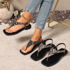 Damen Zehentrenner-Sandalen mit modischem Schlangenleder-Design R&B