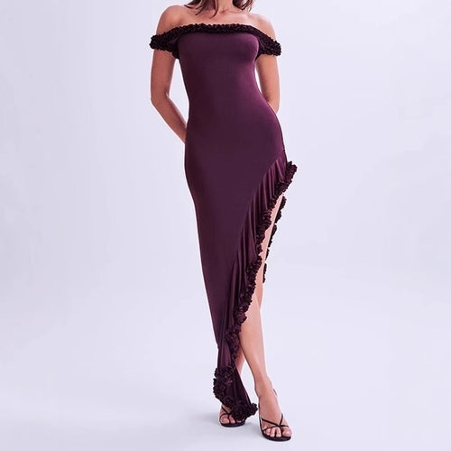 Damen Elegantes Maxikleid mit Rüschendetail R&B