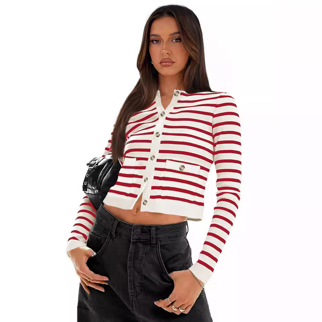 Damen gestreifte Kurzjacke R&B