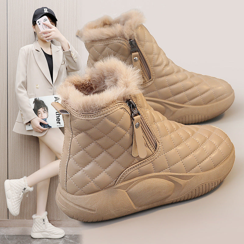 Damen warme Winterstiefel mit modischer Steppung und praktischem Reißverschluss R&B