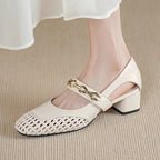 Damen elegante Ballerinas mit modischem Riemchen und stilvollem Absatz R&B