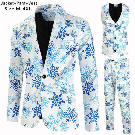 Herren elegantes Anzug-Set mit kreativem Schneeflocken-Muster R&B