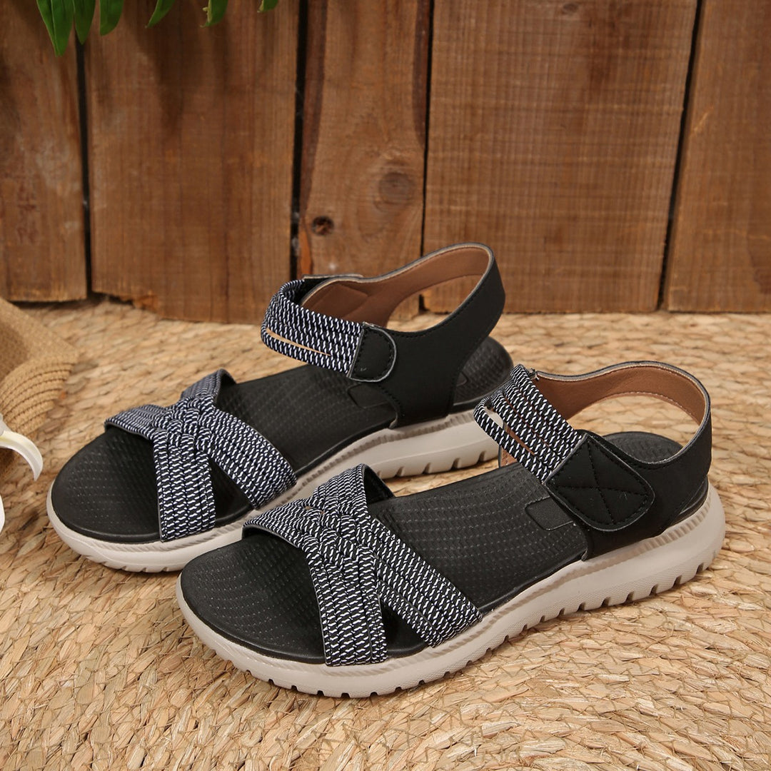 Damen Komfortable Riemchen-Sandalen mit verstellbarem Klettverschluss R&B