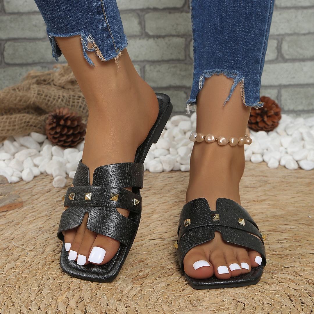 Damen Modische Riemensandalen mit dekorativen Nieten und komfortabler Sohle R&B