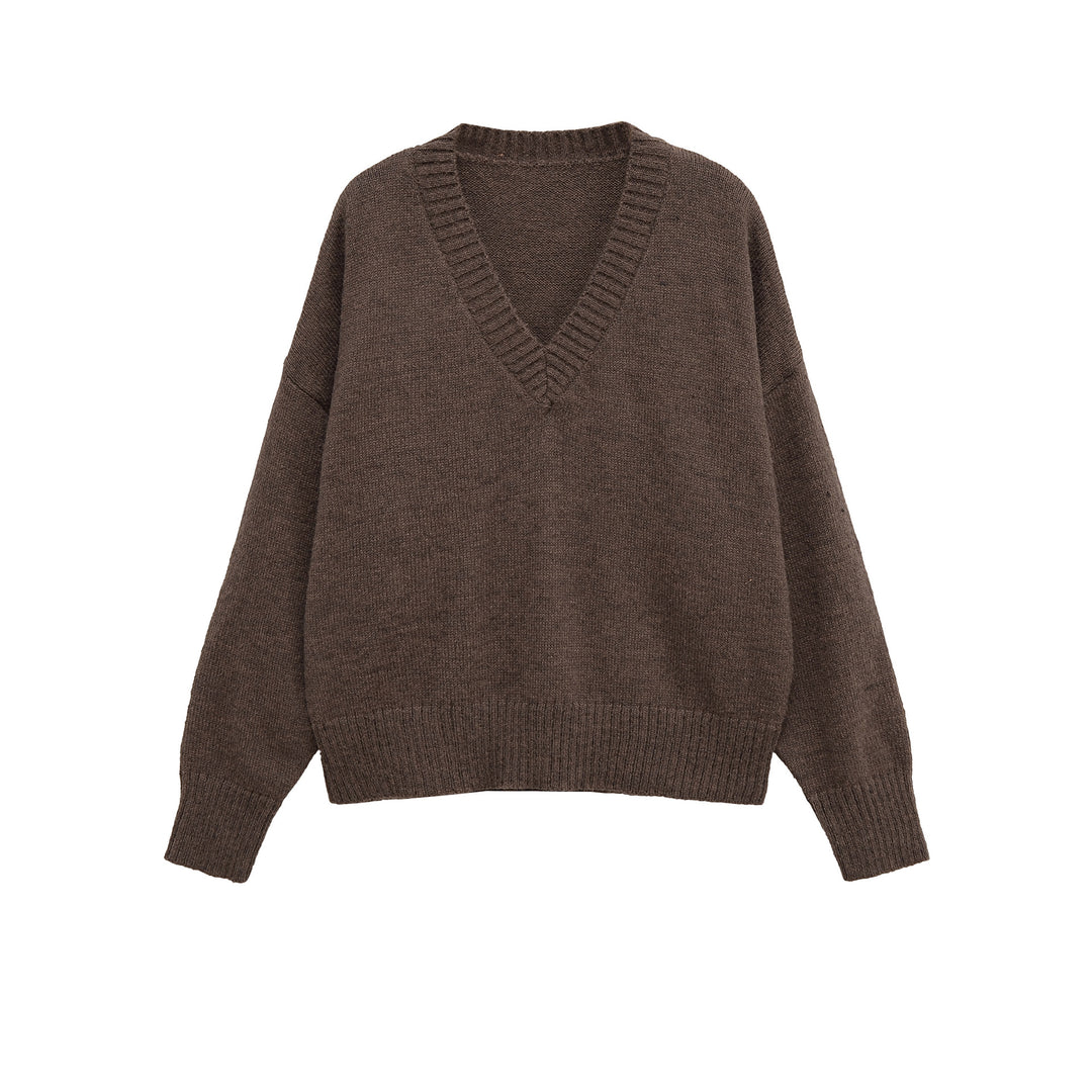 Damen V-Ausschnitt Strickpullover mit lässigem Schnitt R&B