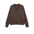 Damen V-Ausschnitt Strickpullover mit lässigem Schnitt R&B