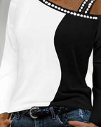 Damen asymmetrisches Oberteil mit Glitzerakzenten R&B