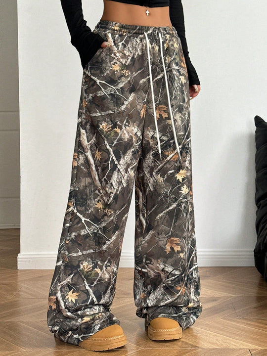 Damen Cargohosen mit hohem Bund und Allover-Muster R&B