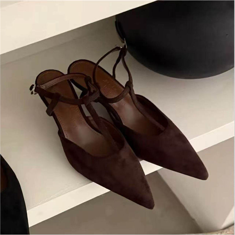 Damen spitze Slingback Ballerinas aus weichem Veloursleder R&B