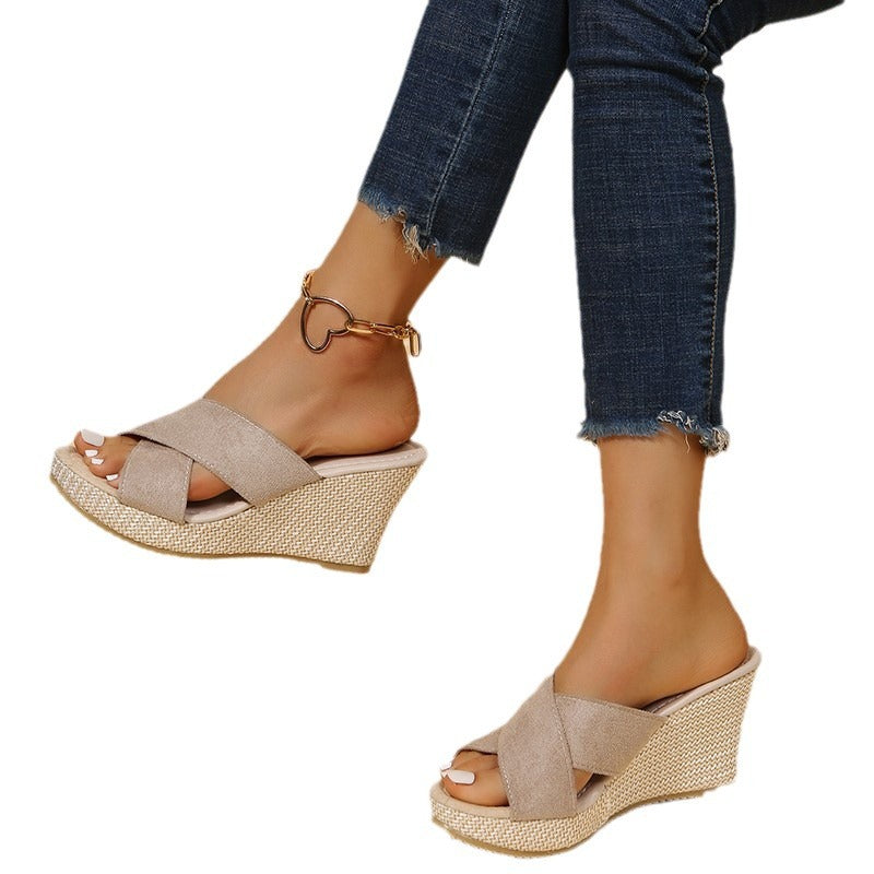 Damen Wedge-Pantoletten mit geflochtenem Design und komfortablem Fußbett R&B