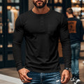 Herren Langarm-Henley-Shirt mit strukturierter Oberfläche und praktischer Brusttasche R&B
