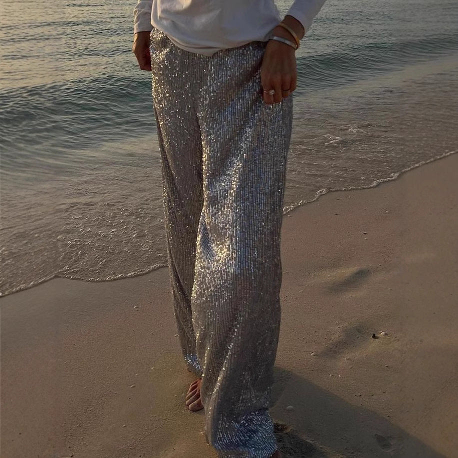 Damen Glitzernde Palazzo-Hose R&B