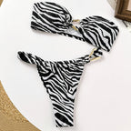 Damen Bandeau-Bikini mit hochwertigem Gold-Detail und elastischem Schnitt R&B