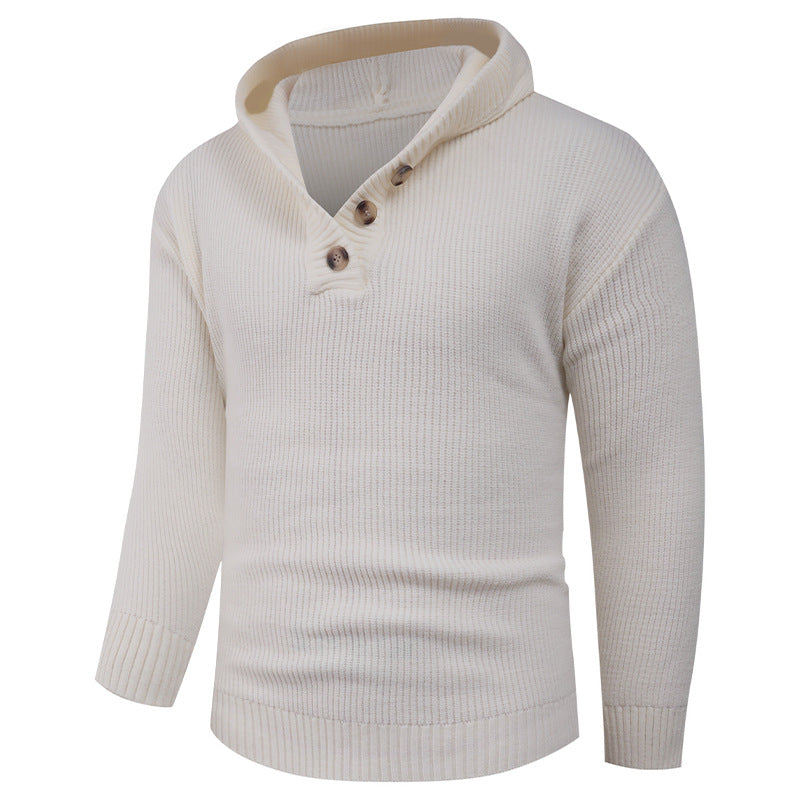 Herren Strickpullover mit hochabschließendem Kragen und Knopfdetails R&B