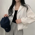 Damen cropped Jacke mit elastischen Bündchen und lässigem Schnitt