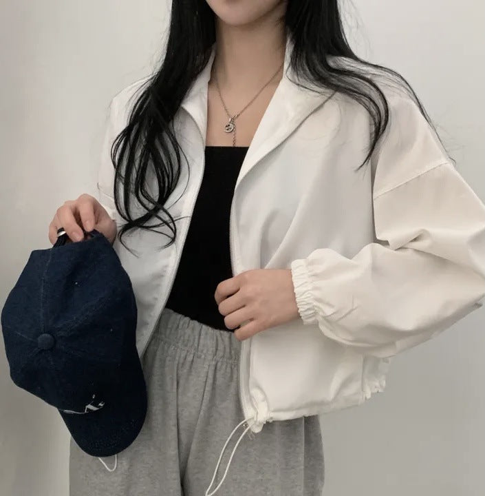 Damen cropped Jacke mit elastischen Bündchen und lässigem Schnitt
