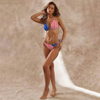 Damen Triangel-Bikini mit patriotischem Design und verstellbaren BindR&Bändern R&B