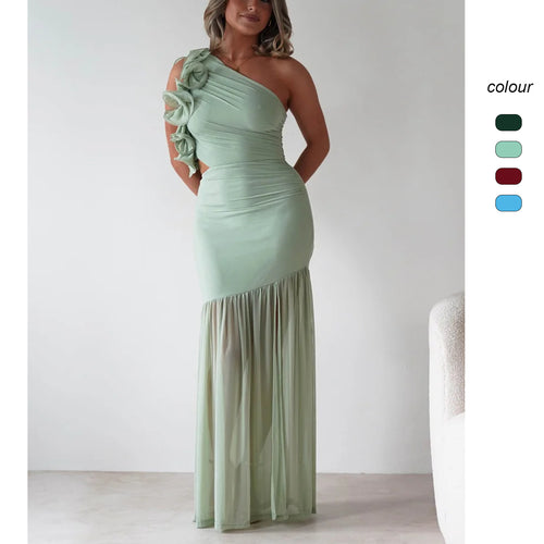 Damen Maxikleid mit asymmetrischem Schnitt und romantischen Rüschendetails R&B