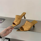 Damen offene Mules mit elegantem Rüschendesign R&B