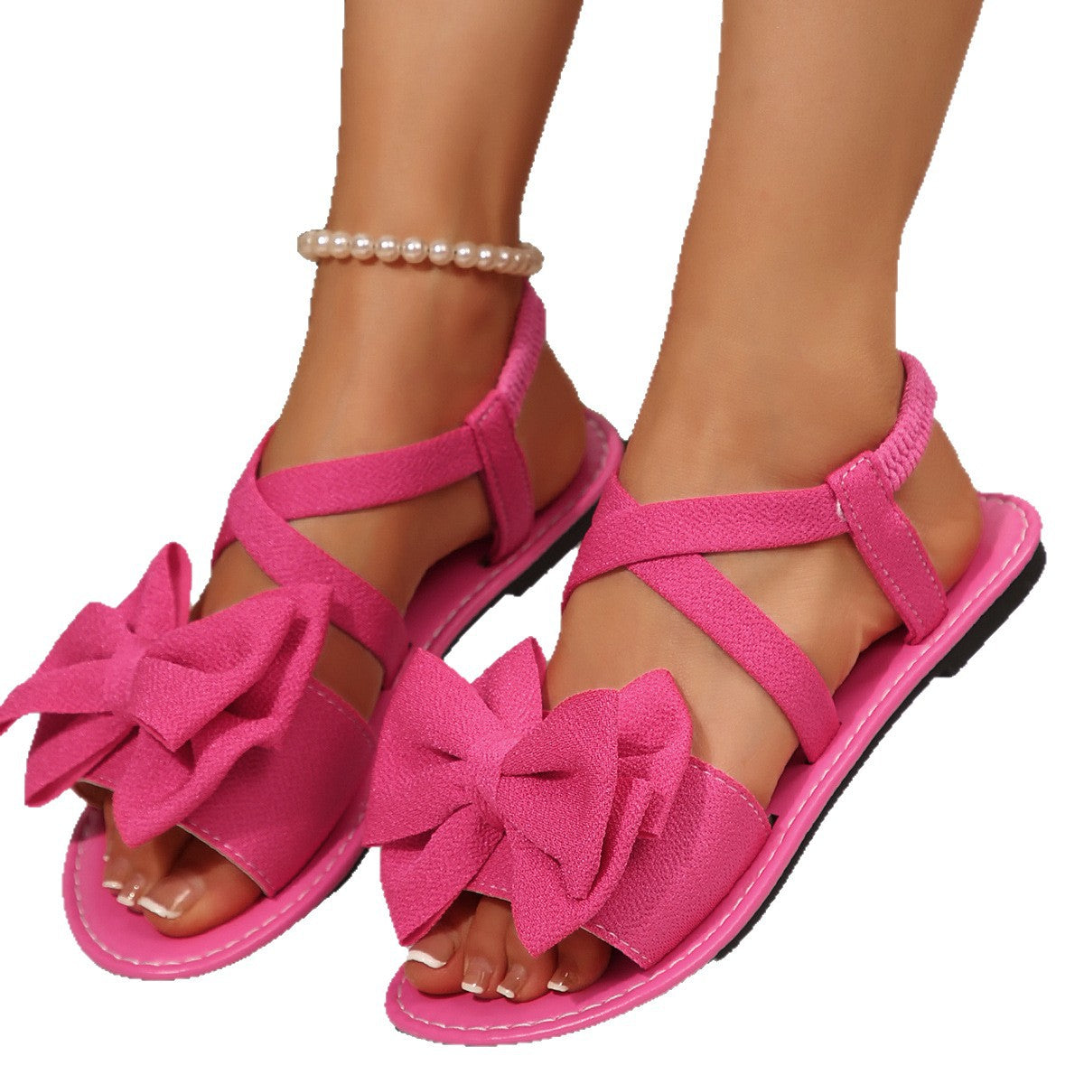Damen Sandalen mit dekorativer Schleife und elastischen Riemen R&B