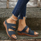 Damen komfortable Wedgesandalen mit floralem Design R&B