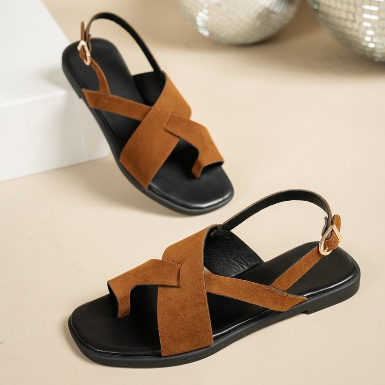 Damen Komfortable Riemchensandalen mit modischer Kreuzband-Dekoration R&B