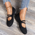 Damen Ballerinas mit elastischen Kreuzriemen und atmungsaktivem Obermaterial R&B