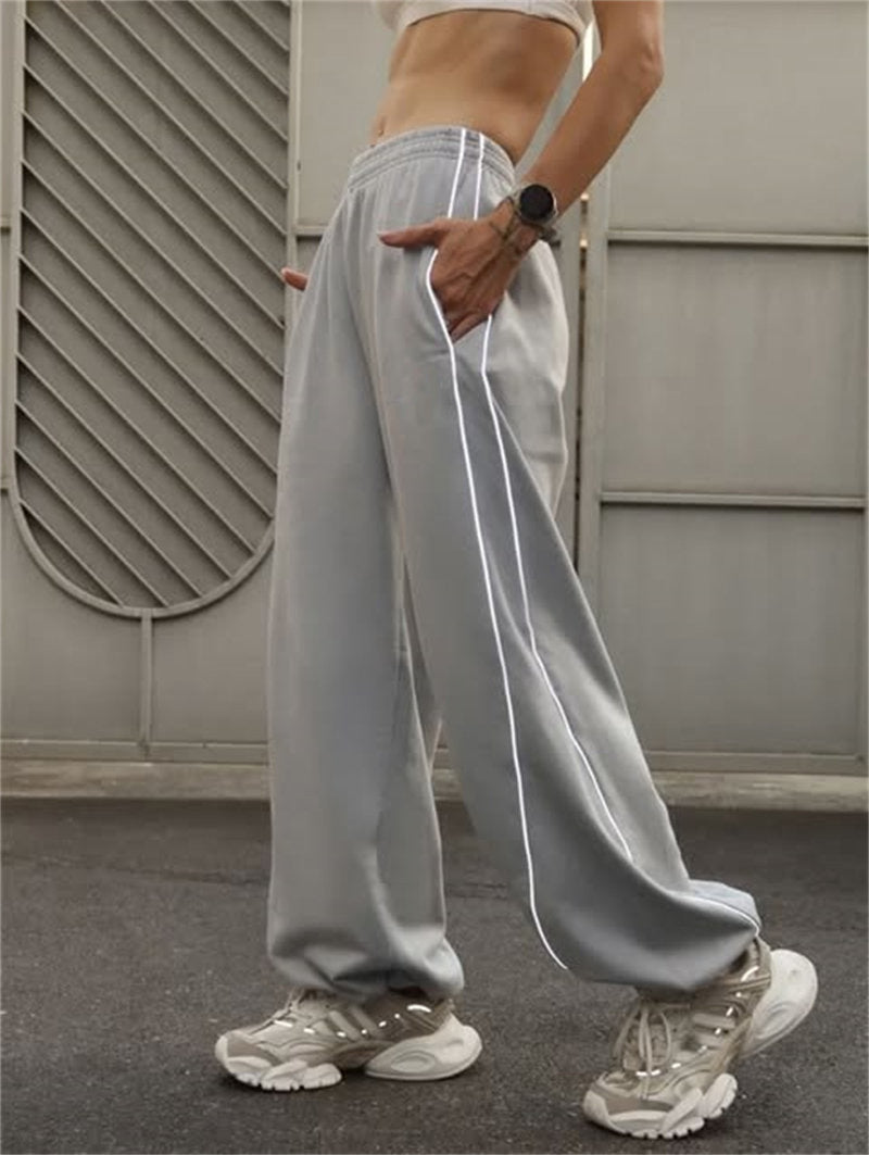 Damen lässige Sporthose mit seitlichem Streifen und praktischen Taschen R&B