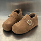 Damen Kuschelige Wildleder-Clogs mit warmem Innenfutter und praktischem Schnallenverschluss R&B