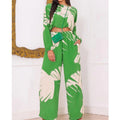 Damen Lässiges Zweiteiler-Set mit weiten Hosen und cropped Oberteil R&B