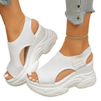 Damen Trendige Wedge-Sandaletten aus elastischem Strickmaterial EB
