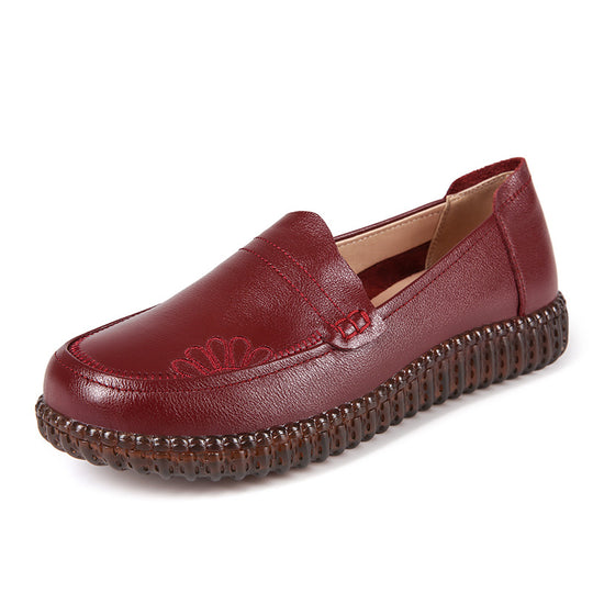 Damen Mokassins aus hochwertigem Leder mit rutschfester Sohle und elastischen Einsätzen R&B