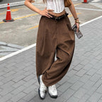 Damen Hochtaillierte Weite Hose mit Faltenwurf R&B