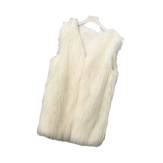 Damen Modische Kunstfell-Weste im trendigen Oversized-Schnitt R&B