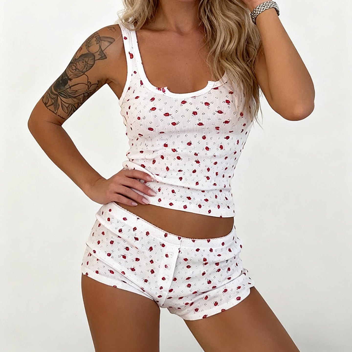 Damen Schlafanzugset mit verspieltem Punktdesign R&B
