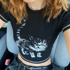 Damen T-Shirt mit kreativem Katzenmotiv R&B