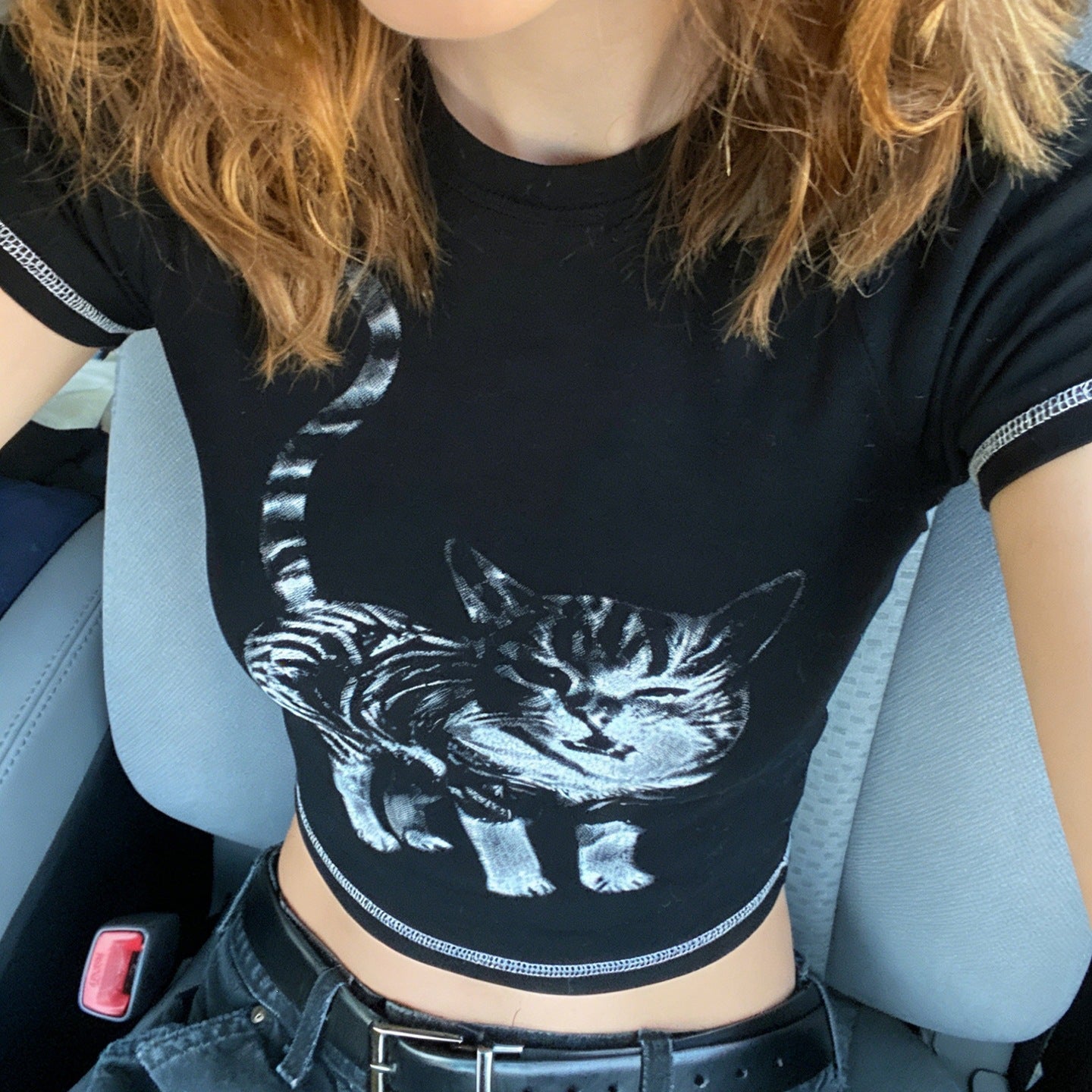 Damen T-Shirt mit kreativem Katzenmotiv R&B