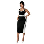 Damen figurbetontes Midi-Kleid mit Kontrastdetail und schmalem Schnitt R&B