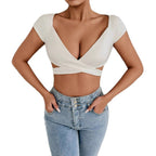 Damen Crop-Top mit elegantem Wickeldesign