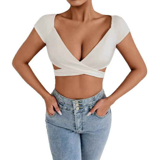 Damen Crop-Top mit elegantem Wickeldesign R&B