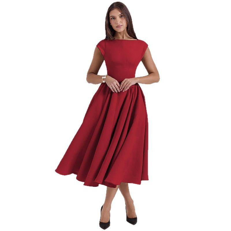 Damen Midi-Kleid mit elegantem A-Linien-Schnitt und raffinierten Falten R&B
