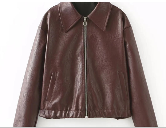 Damen Kunstlederjacke im lässigen Schnitt mit aufgesetzten Taschen R&B