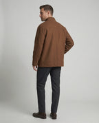 Herren locker geschnittene Wollmix-Hemdjacke mit Pattentasche und verdeckter Druckknopfleiste R&B