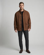 Herren locker geschnittene Wollmix-Hemdjacke mit Pattentasche und verdeckter Druckknopfleiste R&B