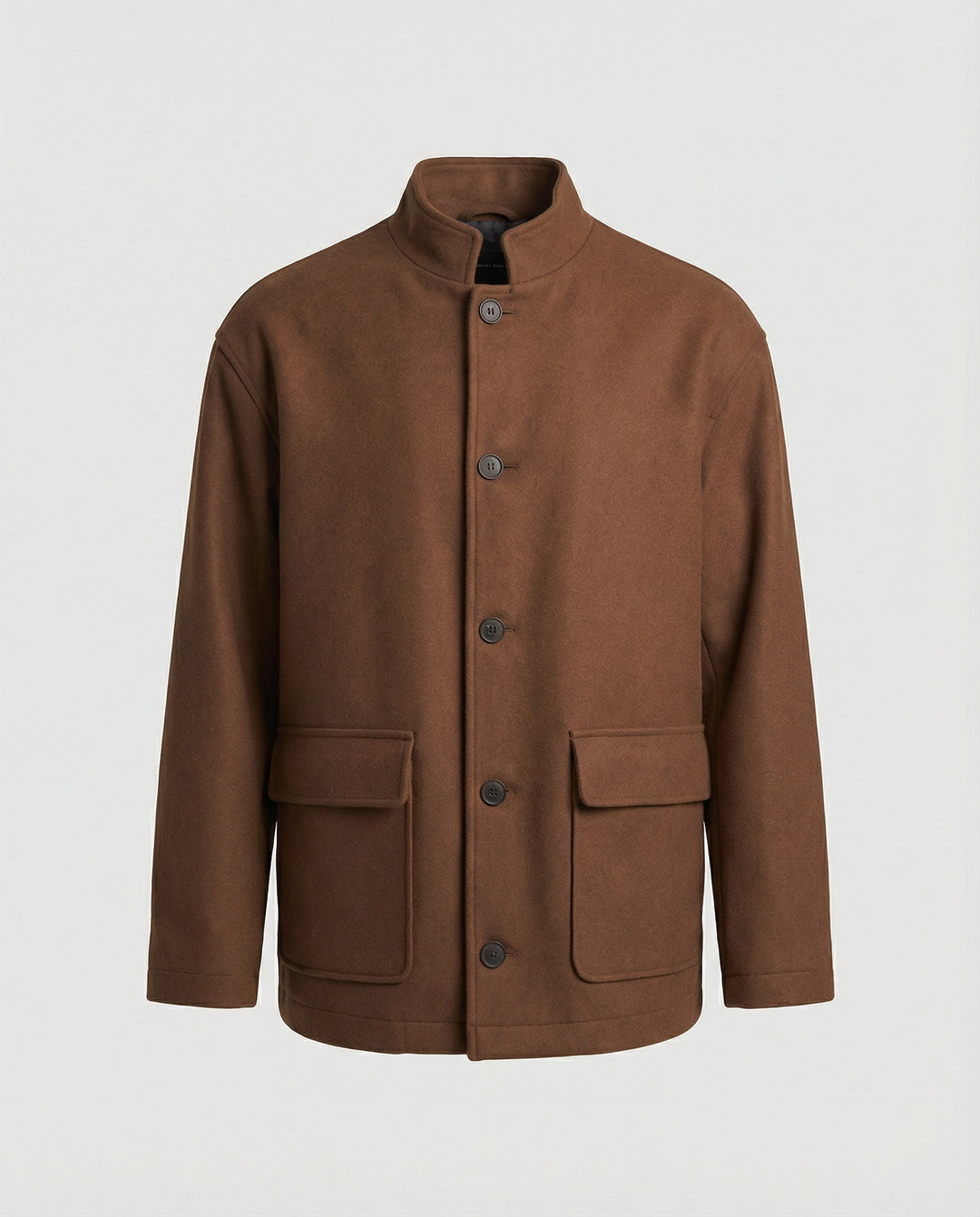 Herren locker geschnittene Wollmix-Hemdjacke mit Pattentasche und verdeckter Druckknopfleiste R&B