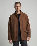 Herren locker geschnittene Wollmix-Hemdjacke mit Pattentasche und verdeckter Druckknopfleiste R&B