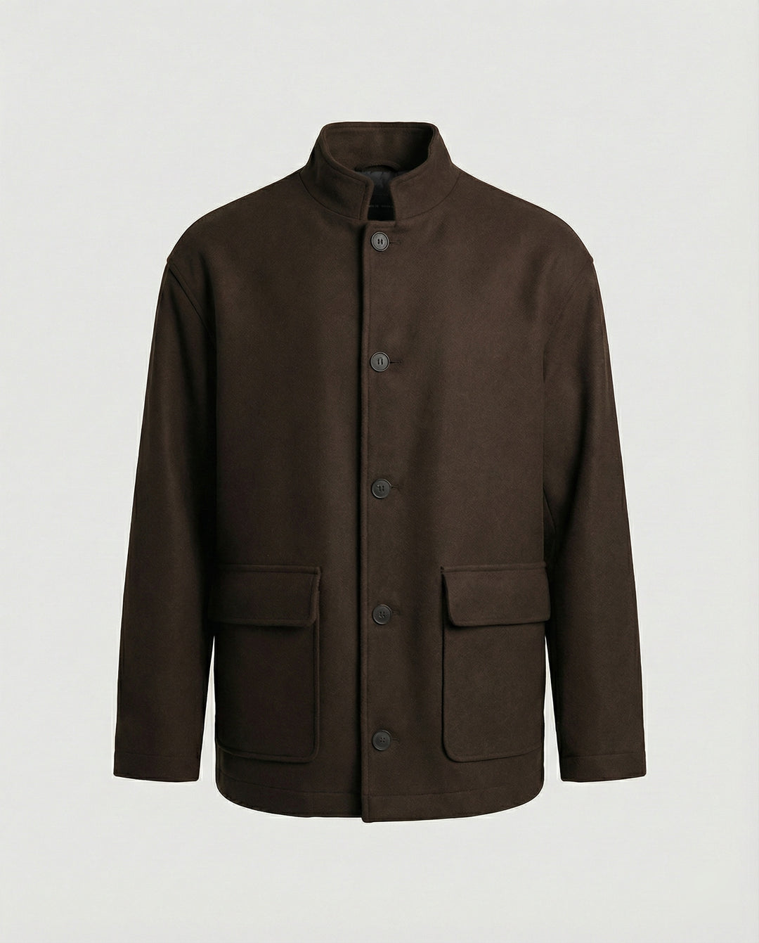 Herren locker geschnittene Wollmix-Hemdjacke mit Pattentasche und verdeckter Druckknopfleiste R&B