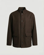 Herren locker geschnittene Wollmix-Hemdjacke mit Pattentasche und verdeckter Druckknopfleiste R&B