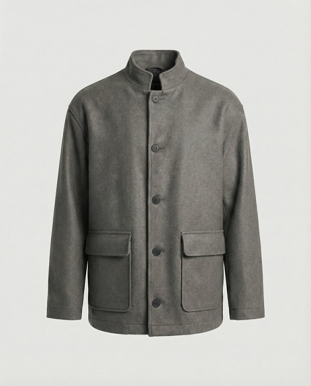 Herren locker geschnittene Wollmix-Hemdjacke mit Pattentasche und verdeckter Druckknopfleiste R&B