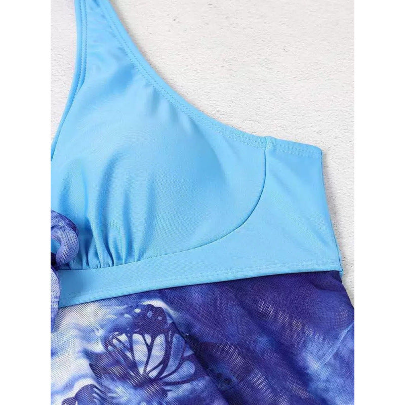 Damen Tankini mit floralem Wickeldesign und verstellbarem Oberteil R&B